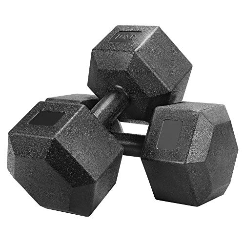 Yaheetech Un Set de 2 Piezas Mancuernas de Ejercicio Mancuerna para Gimnasio Fitness Negra 5 KG