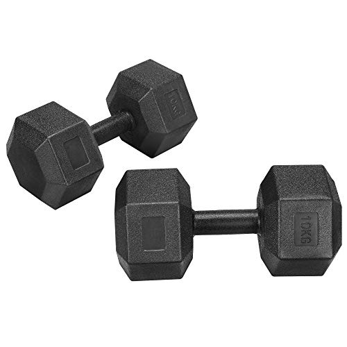 Yaheetech Un Set de 2 Piezas Mancuernas de Ejercicio Mancuerna para Gimnasio Fitness Negra 7,5 KG