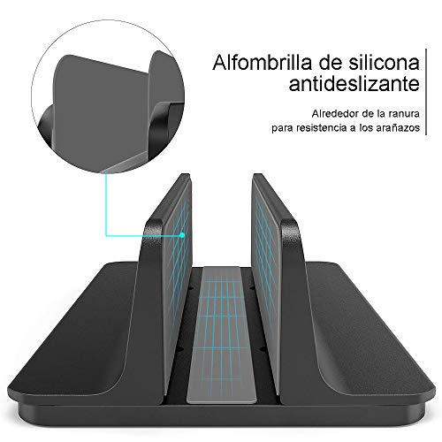 YiYunTE Soporte Vertical Portátil Laptop Stand Soporte para Ordenador Tablet de Aluminio Ancho Ajustable Ahorro de Espacio Combatible con Macbook Portátil Netbook iPad para Oficina Hogar Escritorio