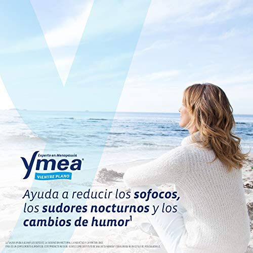 Ymea Vientre Plano | Tratamiento de la Menopausia | Control de Sofocos y Alivia el Hinchazón abdominal| Apto para Uso Prolongado | Sin Estrogenos, Soja o Consevantes| 64 Capsulas | Tratamiento 1 mes