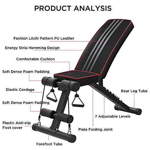YOLEO Banco de Pesas Ajustable - Bancos de Pesas utilitarios para Entrenamiento de Cuerpo Completo, Plegable Banco de declive Inclinado Prensa para Gimnasio en casa