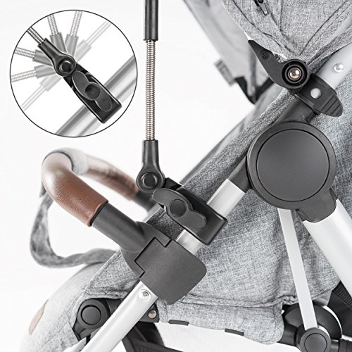 Zamboo - Sombrilla universal Carrito de bebé - Silla de paseo - Parasol flexible con soporte para tubos redondos y ovalados / Protección UV50+, 73 cm diámetro, color gris