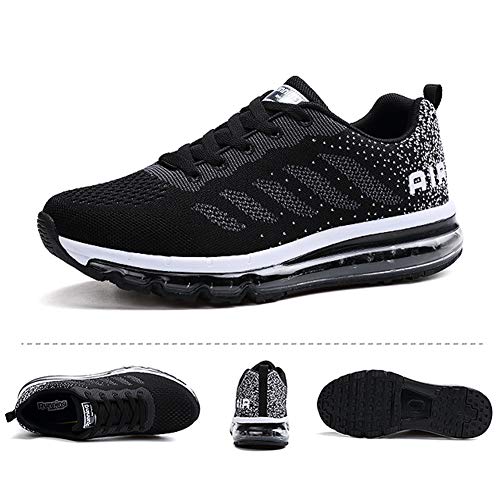 Zapatillas de Deportes Hombre Mujer Zapatos Deportivos Aire Libre para Correr Calzado Sneakers Gimnasio Casual(833-BK42)