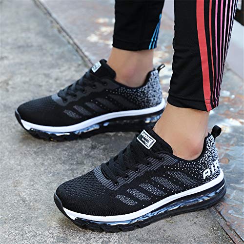 Zapatillas de Deportes Hombre Mujer Zapatos Deportivos Aire Libre para Correr Calzado Sneakers Gimnasio Casual(833-BK42)