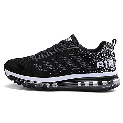 Zapatillas de Deportes Hombre Mujer Zapatos Deportivos Aire Libre para Correr Calzado Sneakers Gimnasio Casual(833-BK42)