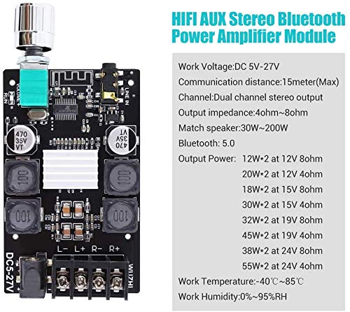 ZHITING Bluetooth Amplifier Board Module 2x50W Digital Stereo Audio Amp Board Dual Channel DC 5V-27V con Filtro de Alta fidelidad