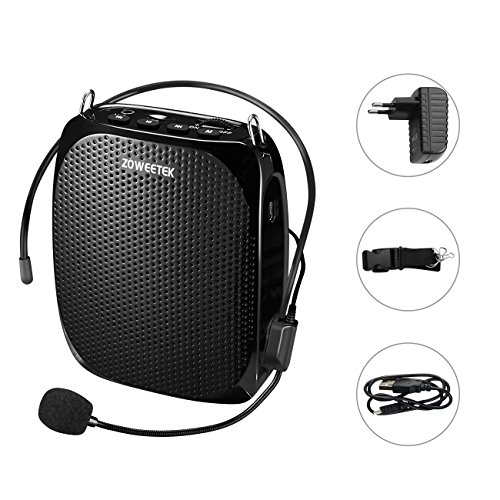 Zoweetek® Amplificador portatil (10W) con 1800 mAh batería de Litio con un microfono para guías Maestros Profesores Artistas animadores promotores de Ventas,etc