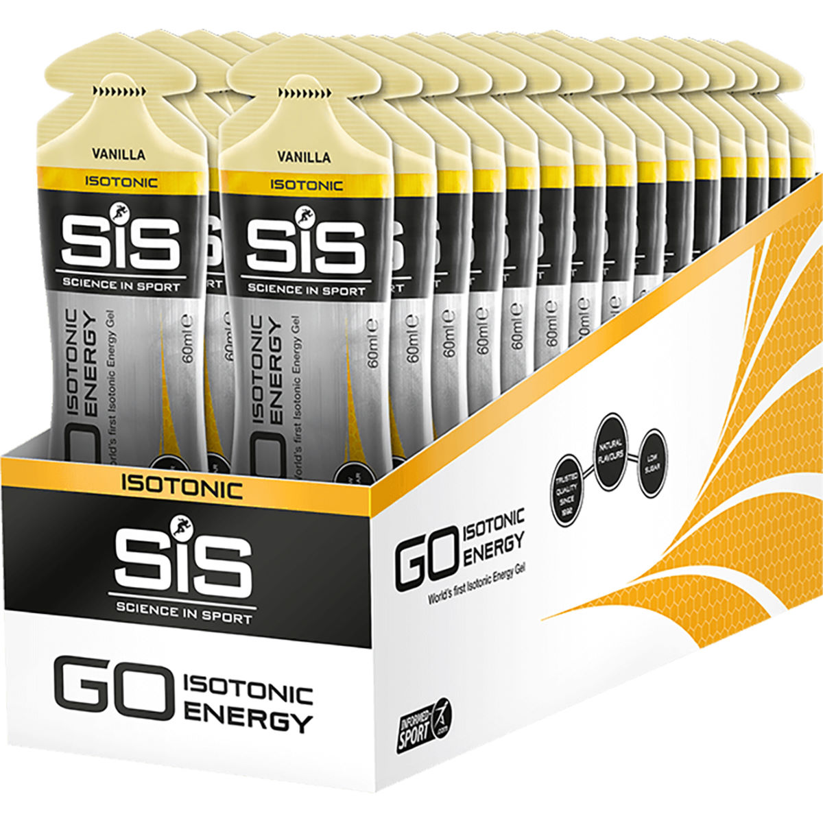 Caja de 30 sobres de gel Science in Sport - Go Isotonic (60 ml) - Geles