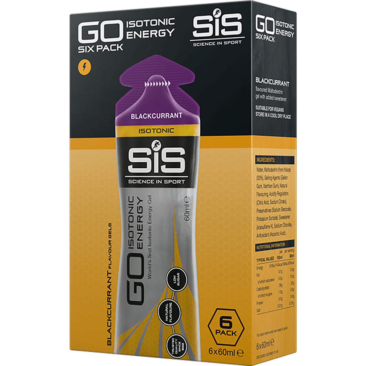 Caja de 6 sobres de gel isotónico Science in Sport - Go Isotonic - Geles