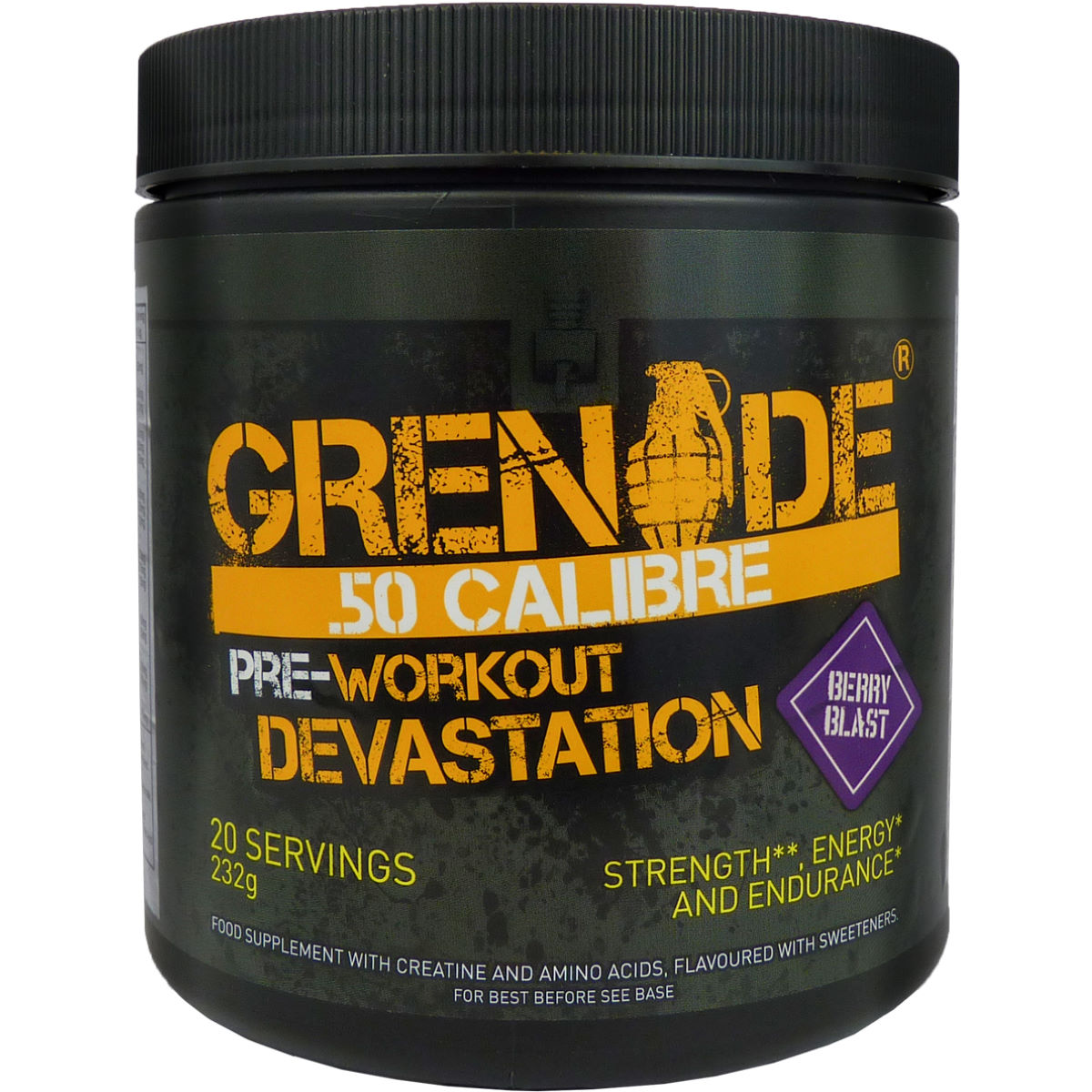 Suplemento de preentrenamiento Grenade 50 Calibre Preloaded (232 g) - Creatina en comprimidos