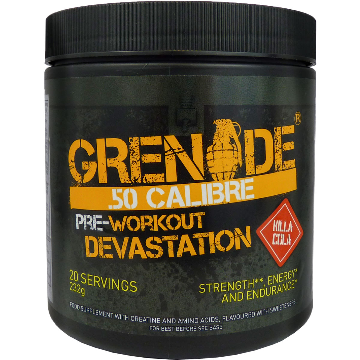 Suplemento de preentrenamiento Grenade 50 Calibre Preloaded (232 g) - Creatina en comprimidos