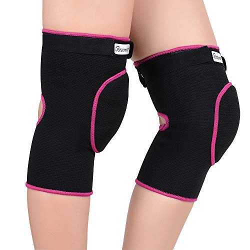 1 Par Rodilleras Deportivas de Esponja Apoyo de la Rodilla Unisex para Crossfit Voleibol Bicicleta Baloncesto Rosa S