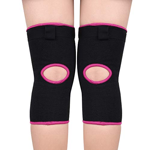 1 Par Rodilleras Deportivas de Esponja Apoyo de la Rodilla Unisex para Crossfit Voleibol Bicicleta Baloncesto Rosa S