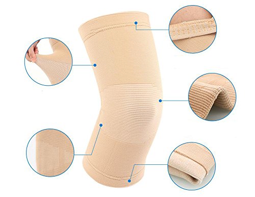 1 par unisex Non-Trace silicona rodilla pads-knee Brace apoyo pierna manga apoyo Brace Pads Rótula para deportes al aire libre voleibol baloncesto baile ciclismo escalada Yoga, color carne