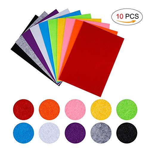 10 piezas 10 colores A4 Adhesivo Tejido de fieltro Volver Hojas adhesivas Autoadhesivas, duraderas y resistentes al agua para hacer arte de bricolaje, trajes caseros