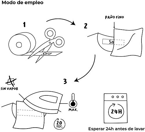 100 ETIQUETAS DE TELA PARA MARCAR LA ROPA (PLANCHAR) CINTA TERMOADHESIVA PARA GUARDERIAS, ESCUELAS, COLEGIOS Y RESIDENCIAS. ETIQUETAS PERSONALIZADAS CON CERTIFICADO ECOLÓGICO