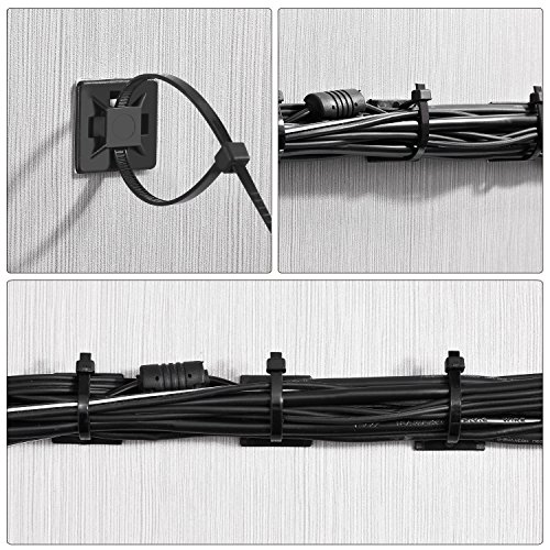 100 Piezas de Soporte de Base de Atar Cable Auto Adhesivo Montaje Adhesivo de Cable Negro con Brida Negra de Cable de Múltiples Usos (Longitud 150 mm, Anchura 2 cm, Negro)