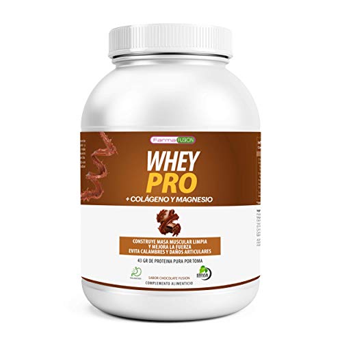 100% Whey Protein con Colágeno y Magnesio | 43Gr. de Proteína Pura por toma 0% Azúcares | Aumenta el crecimiento muscular y tonifica los músculos | Protege y lubrica Articulaciones | 1000g (Chocolate)