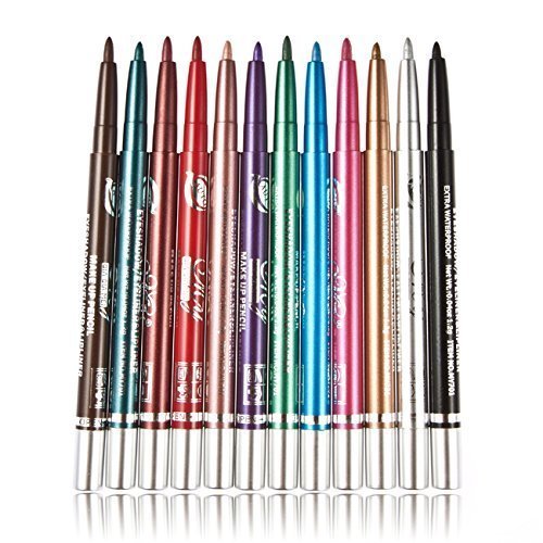 12 Colores Delineador de ojos Eyeliner de color prueba de agua Eye Liner,Lápiz de Cejas Cosméticos de maquillaje de ojos Maquillaje