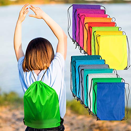 15 Bolsas de Cuerdas, Gymsack Mochila - Tela Oxford, Sistema de Doble Cordón, Esquinas Reforzadas de Cuero - para Gimnasio Deportes Sports Viaje Escuela Playa.