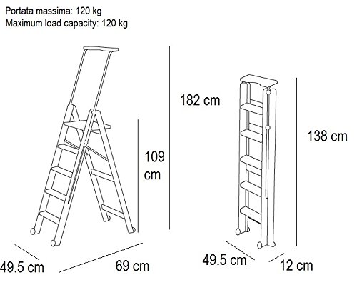 170/5 TUSCANIA Escalera 5 Peldaños En Madera De Haya Maciza Cereza