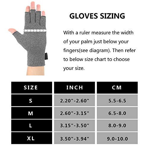 2 pares de guantes de artritis, guantes de compresión de apoyo y calor para manos, alivian el dolor de la reumatoide, la osteoartritis, el RSI, el túnel carpiano, la tendinitis