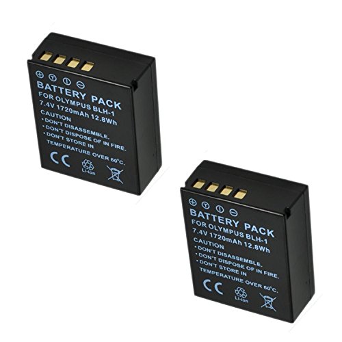 2 Piezas 1720mAh BLH-1 BLH1 Batería de la cámara con un Solo Cargador de batería para cámaras Digitales Olympus EM1 Mark II EM1-2 EM1 Mark 2 (2 pcs Battery with Charger)