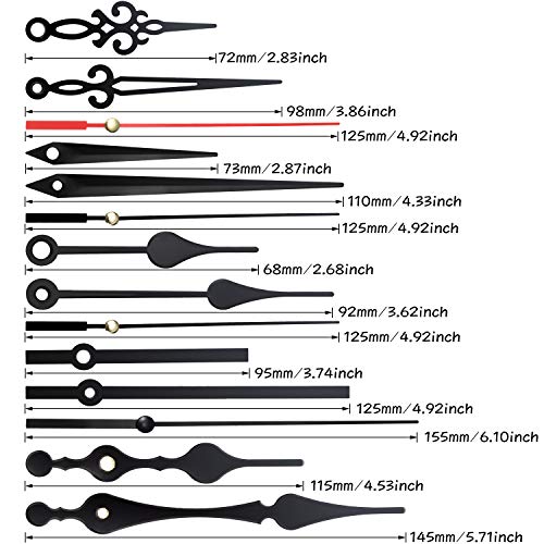 2 Piezas Mecanismo de Movimiento de Reloj de Eje Largo y Alto Torque con 5 Diferentes Pares de Manecillas para DIY Reparación de Reloj Reemplazo de Piezas