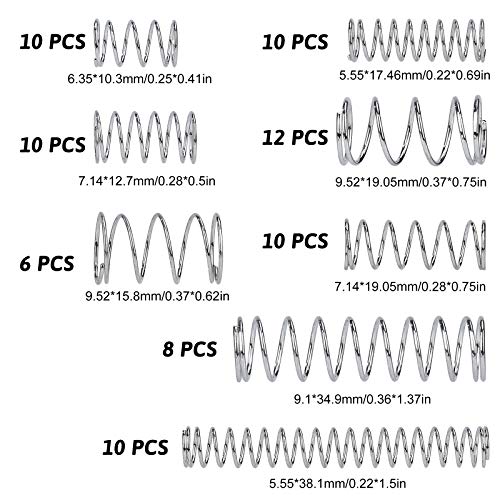 200 Piezas Muelles Surtido de Compresión y Extensión de Acero Galvanizado con Caja de Almacenamiento para Bricolaje Manualidades 20 Tamaños