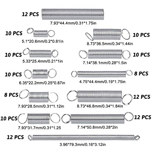 200 Piezas Muelles Surtido de Compresión y Extensión de Acero Galvanizado con Caja de Almacenamiento para Bricolaje Manualidades 20 Tamaños