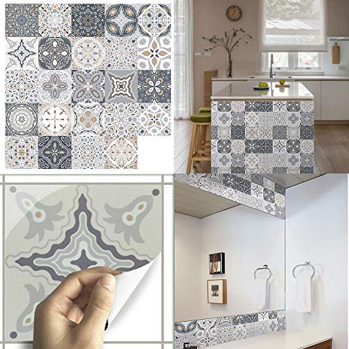 24 Pegatinas para Azulejos de Pared, Adhesivo de Pared, Pegatinas de Baldosas, Calcomanías Autoadhesivas de Vinilo para Cocina, Sala de Estar, Baño, Decoración del Hogar, 20 x 20cm