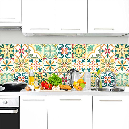 24 (Piezas) Adhesivo para Azulejos 15x15 cm - PS00111 - Pamplona - Adhesivo Decorativo para Azulejos para baño y Cocina - Stickers Azulejos - Collage de Azulejos