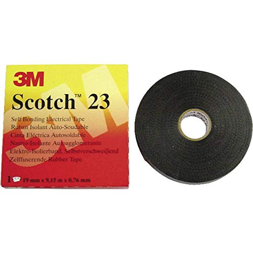 3M HT002001309 Scotch 23 Cinta Eléctrica Autosoldable de Goma, 19 mm x 9.15 m, 1 Rollo, Negro