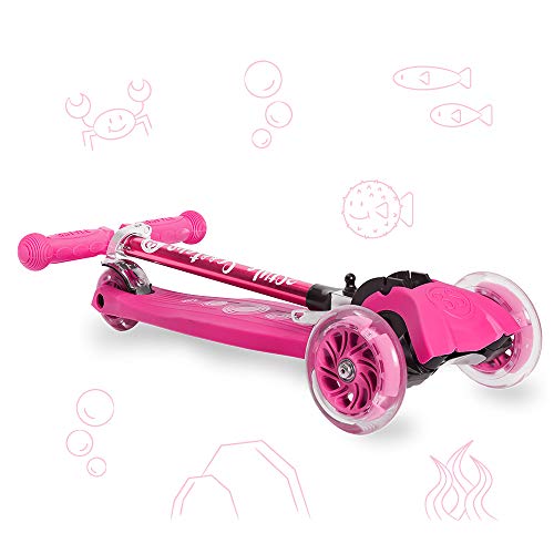 3StyleScooters® RGS-1 Patinete Scooter Tres Ruedas para Niños Pequeños Niños de 3 Años o Más con Luces LED en Las Ruedas, Diseño Plegable, Manillar Ajustable (Rosa)