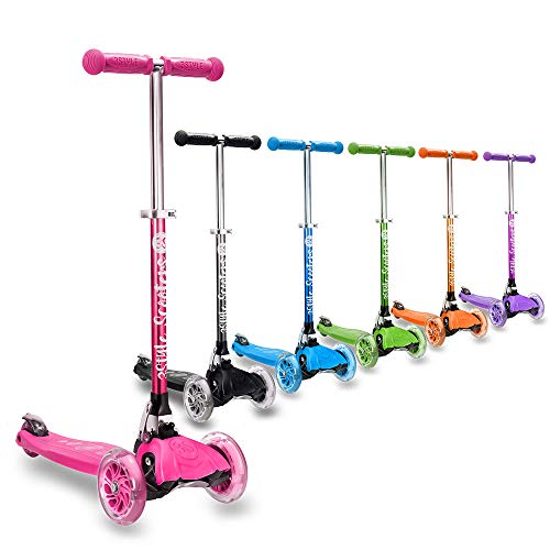 3StyleScooters® RGS-1 Patinete Scooter Tres Ruedas para Niños Pequeños Niños de 3 Años o Más con Luces LED en Las Ruedas, Diseño Plegable, Manillar Ajustable (Rosa)