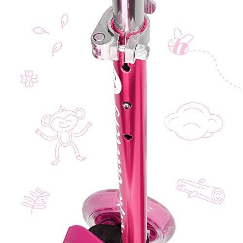 3StyleScooters® RGS-1 Patinete Scooter Tres Ruedas para Niños Pequeños Niños de 3 Años o Más con Luces LED en Las Ruedas, Diseño Plegable, Manillar Ajustable (Rosa)