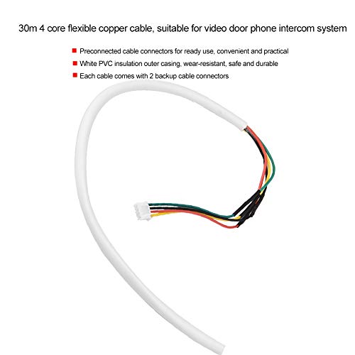 4 Núcleos Cable del Timbre, 30m 0.5mm² Cable de Cobre Flexible Redondo para Sistema de Videoportero