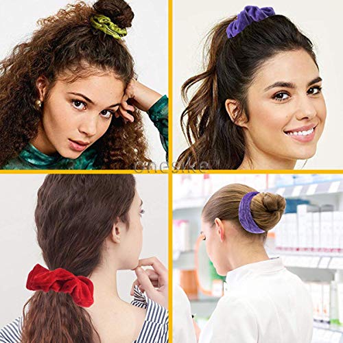 45 Piezas Velvet Elástico Hair Banda, Multicolor Scrunchies Terciopelo, Bandas de Pelo Bobble Elásticas Fuertes Accesorios Para el Cabello Ponytail Titular Para las Mujeres Niñas, 45 Colors