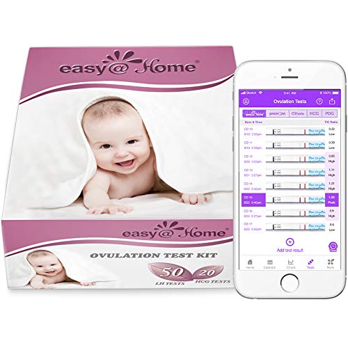 50 Pruebas de Ovulación ultrasensibles (25mlU/ml) y 20 Pruebas de Embarazo ultrasensibles (10mlU/ml), Kits de Tests de Ovulación y Fertilidad, Resultados Precisos con la App Premom (iOS & Android) Español