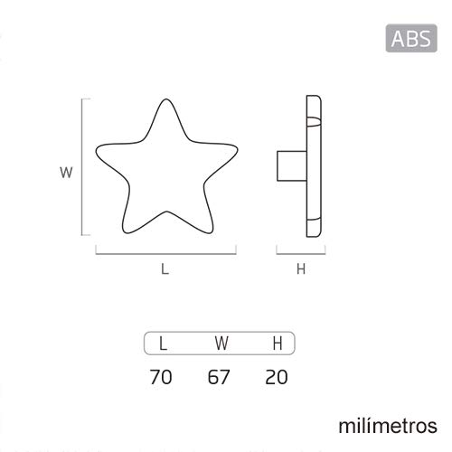 6 Un. TIRADOR Pomo Mueble Infantil ESTRELLA plástico azul celeste para habitación BEBÉ 70x67X20mm