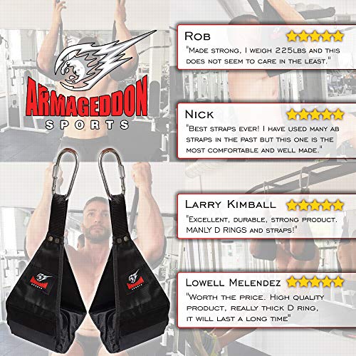 Ab Straps Slings Eslingas Correas - Par de Resistente Para Colgar Elevador de Piernas Pull Up Fitness con Gran Mosquetón para Entrenamiento Abdominal por Armageddon Sports