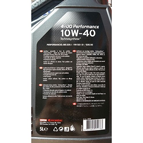 Aceite Motor MOTUL 4100 PERFORMANCE 10W-40, 5 Litros