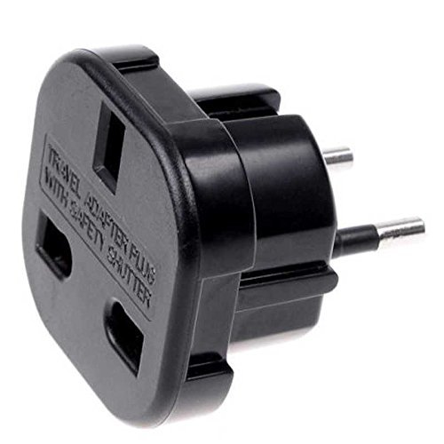 Adaptador de Enchufe de UK a Enchufe Europeo Negro, Cablepelado