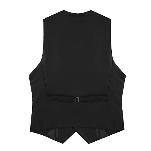 Agoky Hombre Chaleco Sin Mangas Retro Trajes Banquete Ceremonia M-4XL (Cadena incluida) El Chaleco es pequeño, Se Recomienda Comprar Dos Tallas más Negro 2XL