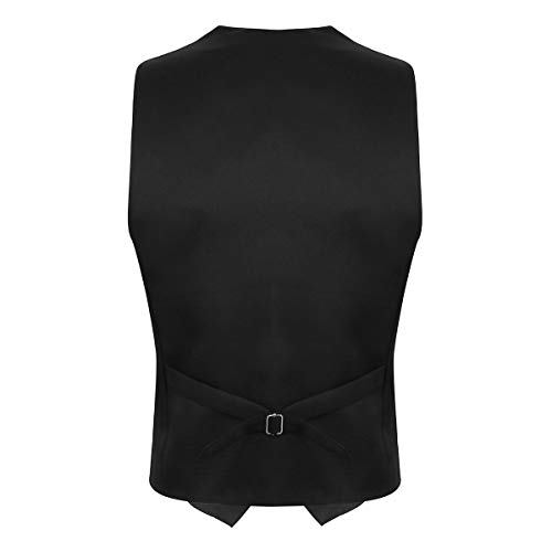 Agoky Hombre Chaleco Sin Mangas Retro Trajes Banquete Ceremonia M-4XL (Cadena incluida) El Chaleco es pequeño, Se Recomienda Comprar Dos Tallas más Negro 2XL