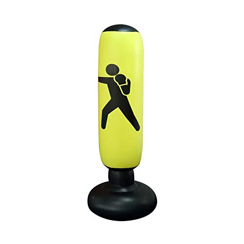 AILUOR - Saco de Boxeo Hinchable para Entrenamiento de Golpes y Patadas con Forma de Torre Saco de Arena para niños para Practicar Fitnes Deportes Juegos liberación de estrés 160 cm, Amarillo