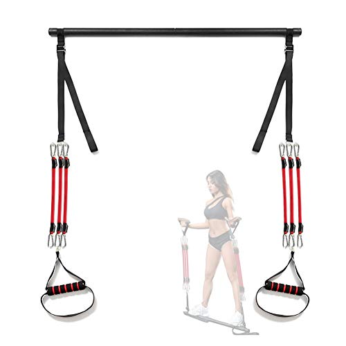 Ajustable Barra de Pilates con Bandas de Resistencia, Barra de Pilates Portatil con Banda de Resistencia, Entrenamiento de Yoga Stick Fitness Bar Kit para estiramiento corporal6 Resistance Bands