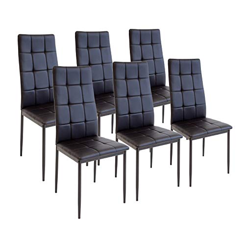 Albatros Silla de Comedor Rimini, Set de 6, Negro, SGS Probado