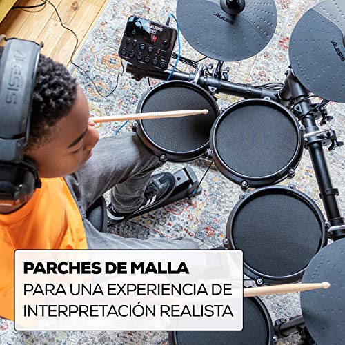 Alesis Turbo Mesh Kit – Batería Electrónica Musical de 7 Piezas de Malla, 100+ Sonidos, 30 Pistas de Acompañamiento, Bastidor de Acero de Gran Robustez, Cables, Baquetas y Llave de Batería