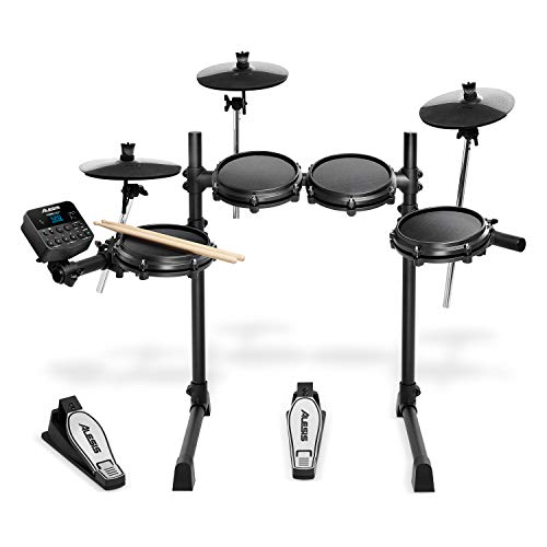 Alesis Turbo Mesh Kit – Batería Electrónica Musical de 7 Piezas de Malla, 100+ Sonidos, 30 Pistas de Acompañamiento, Bastidor de Acero de Gran Robustez, Cables, Baquetas y Llave de Batería